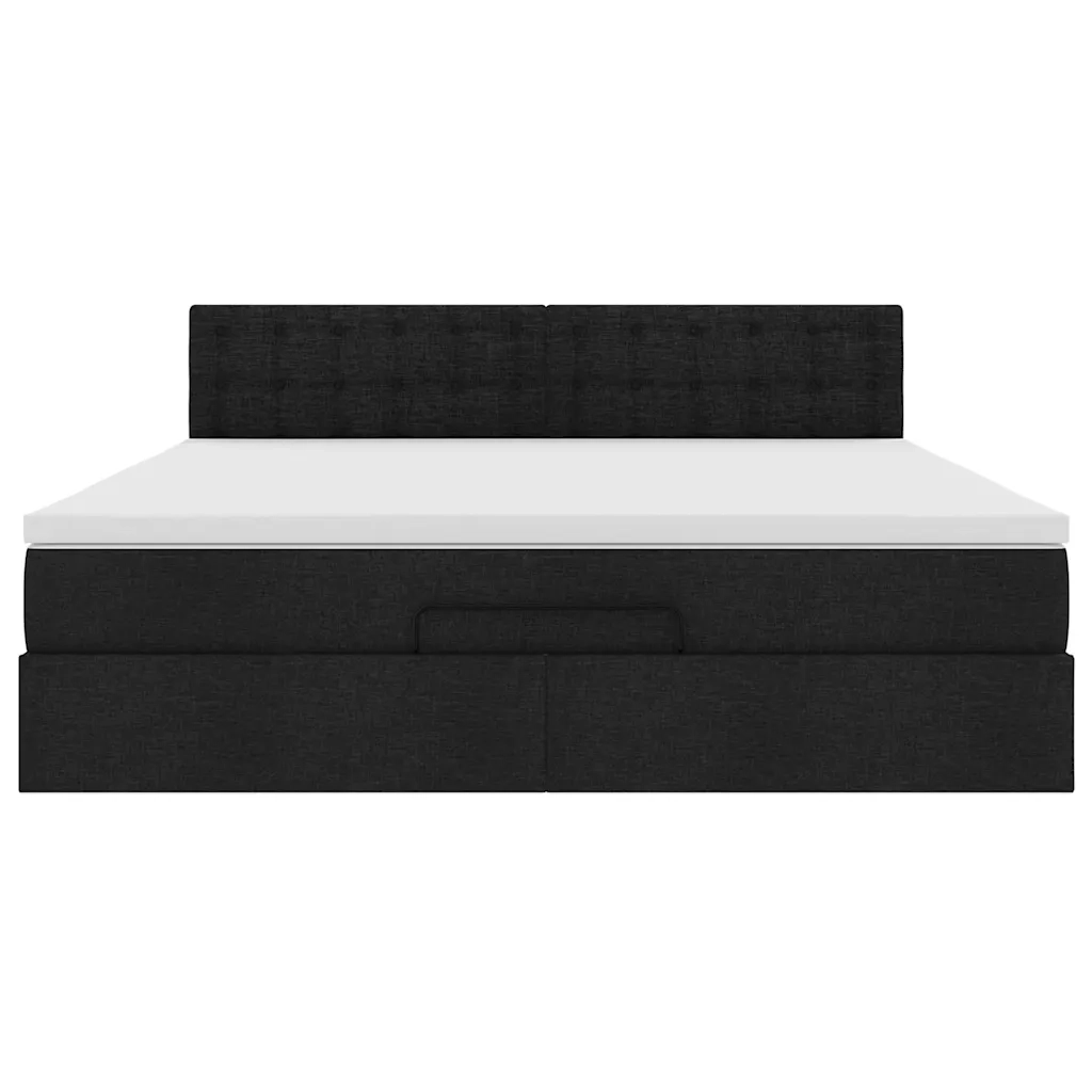 Struttura Letto Pouf con Materasso Nero 180x200 cm in Tessuto 3311645