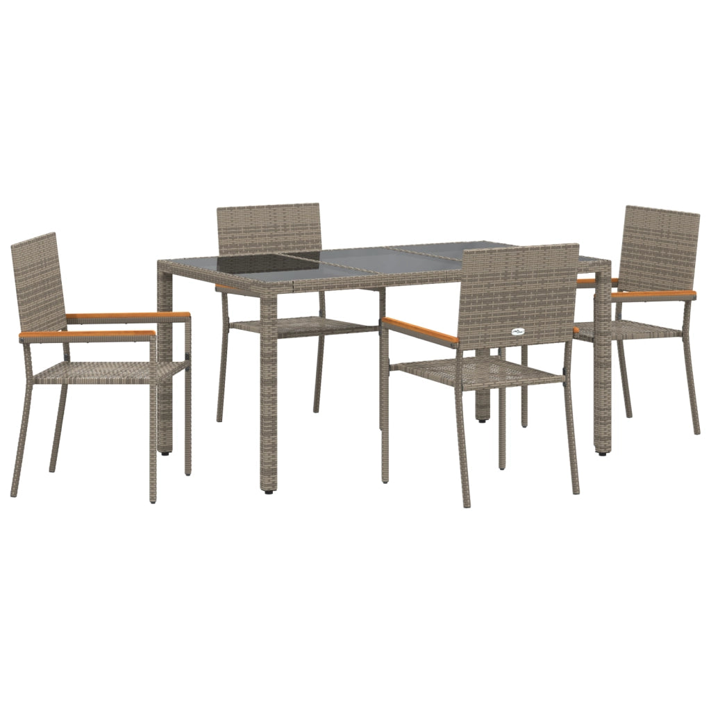 Set da Pranzo da Giardino  5 Pezzi Grigio Polyrattan