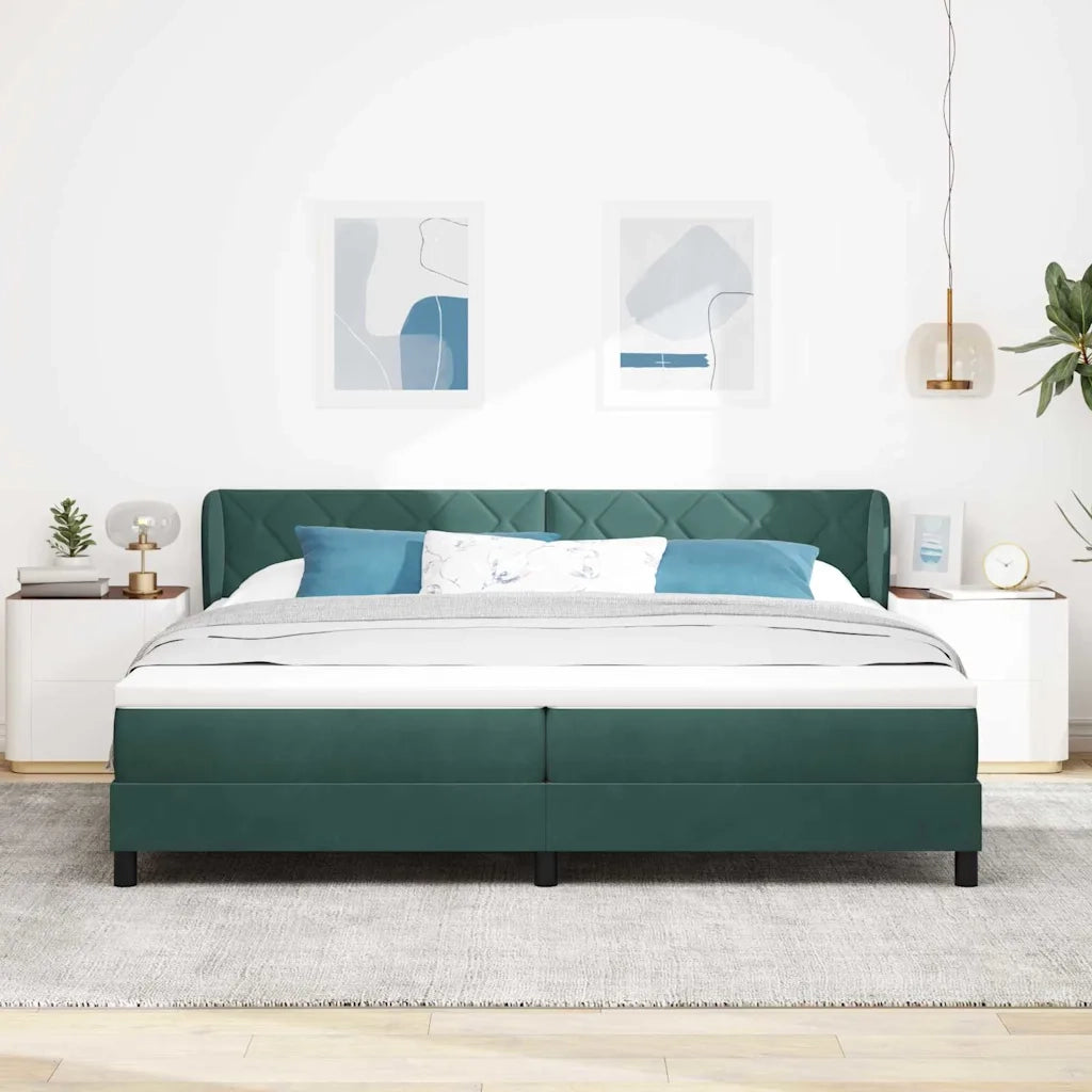 Letto a molle con materasso Verde scuro 200 x 200 cm Velluto 3340463