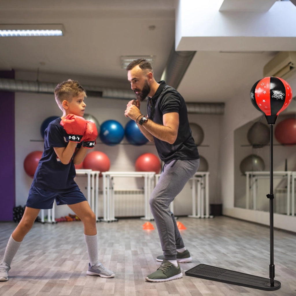 Set da boxe per bambini e bambine, Palla da boxe con altezza regolabile pompa manuale e guanti da boxe
