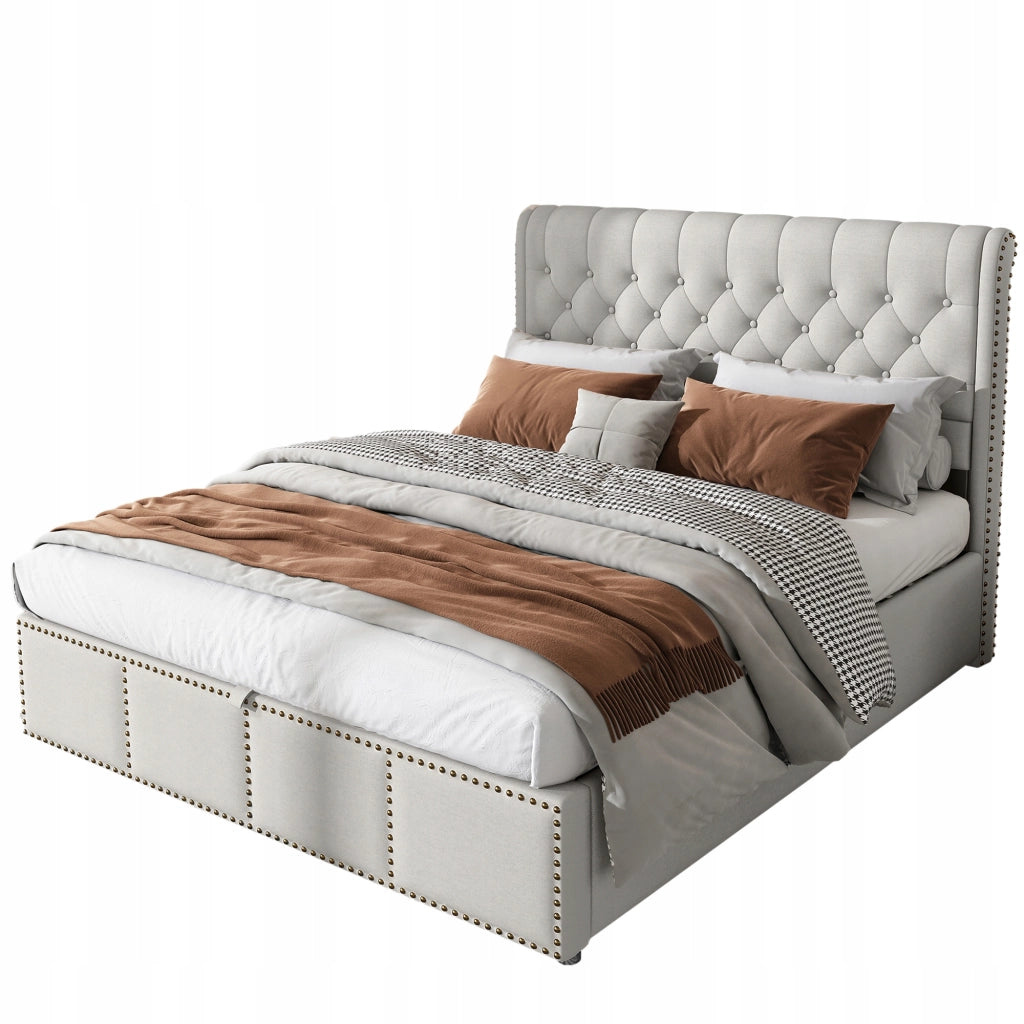 Letto con contenitore - Xylo - 160x200cm - Meccanismo a gas - Colore grigio chiaro