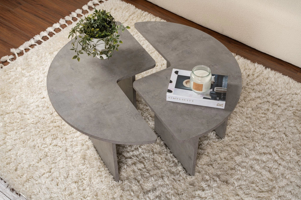 Tavolino in legno "Moira" 90 x 90 x 41 cm - Grigio cemento