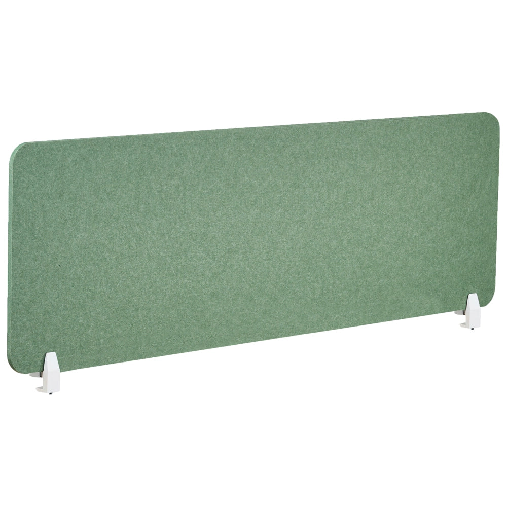 Pannello Divisorio da Scrivania Verde in PET con Rivestimento in Tessuto, 160 x 50 cm, Schermo Acustico per Ufficio e Home Office