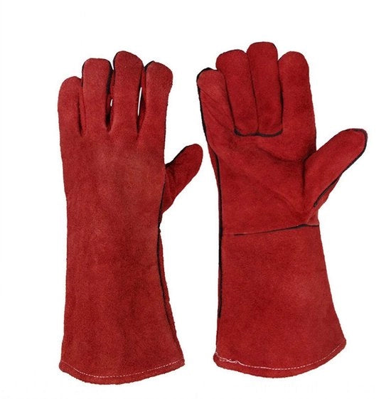 Manopole da cucina resistenti al calore - Manopole per BBQ - Manopole per bruciatori - Manopole per giardino - Manopole per forno - Manopole in pelle suède - Manopole resistenti al calore - Codice prodotto: Rundleer Suède - Modello: Lashandschoenen