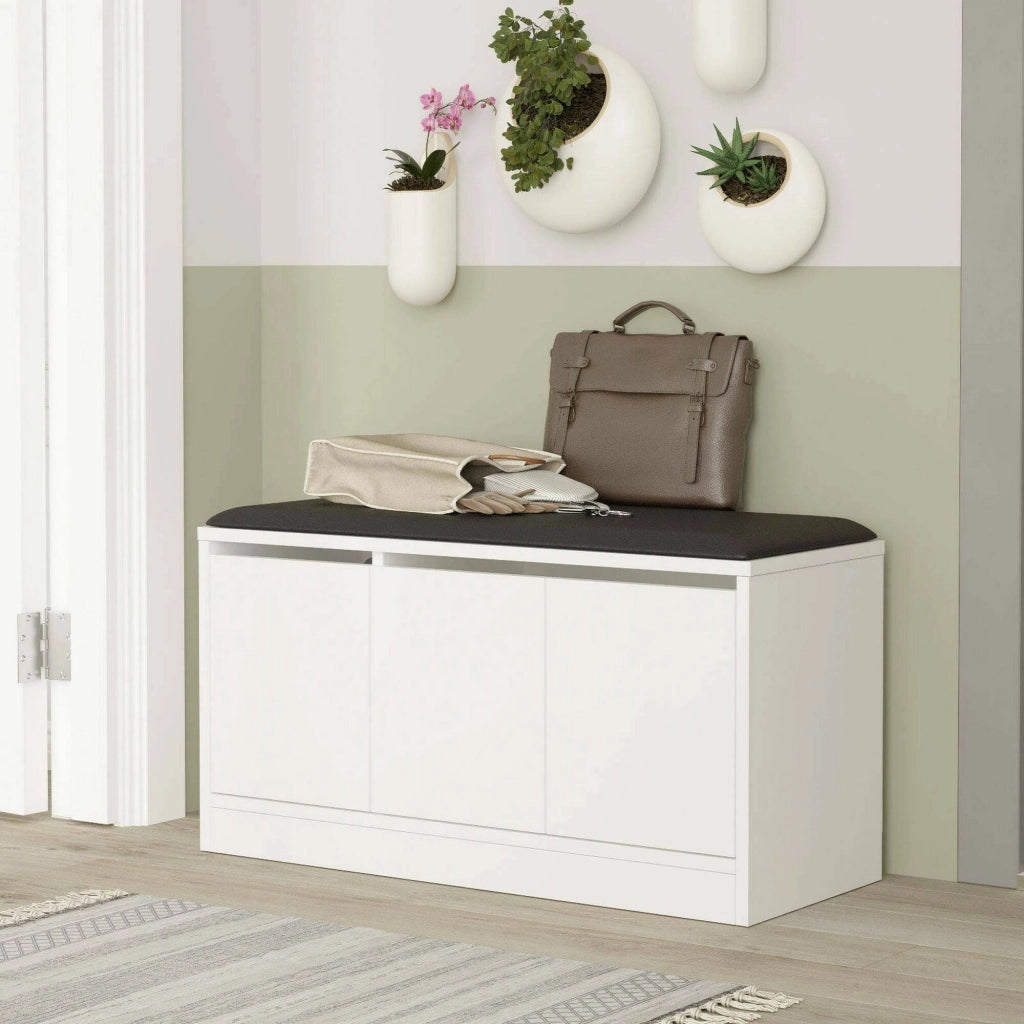 Scarpiera Corniola, Mobile portascarpe, Armadio da ingresso multiuso, Mobiletto per calzature, 90x36h46 cm, Bianco