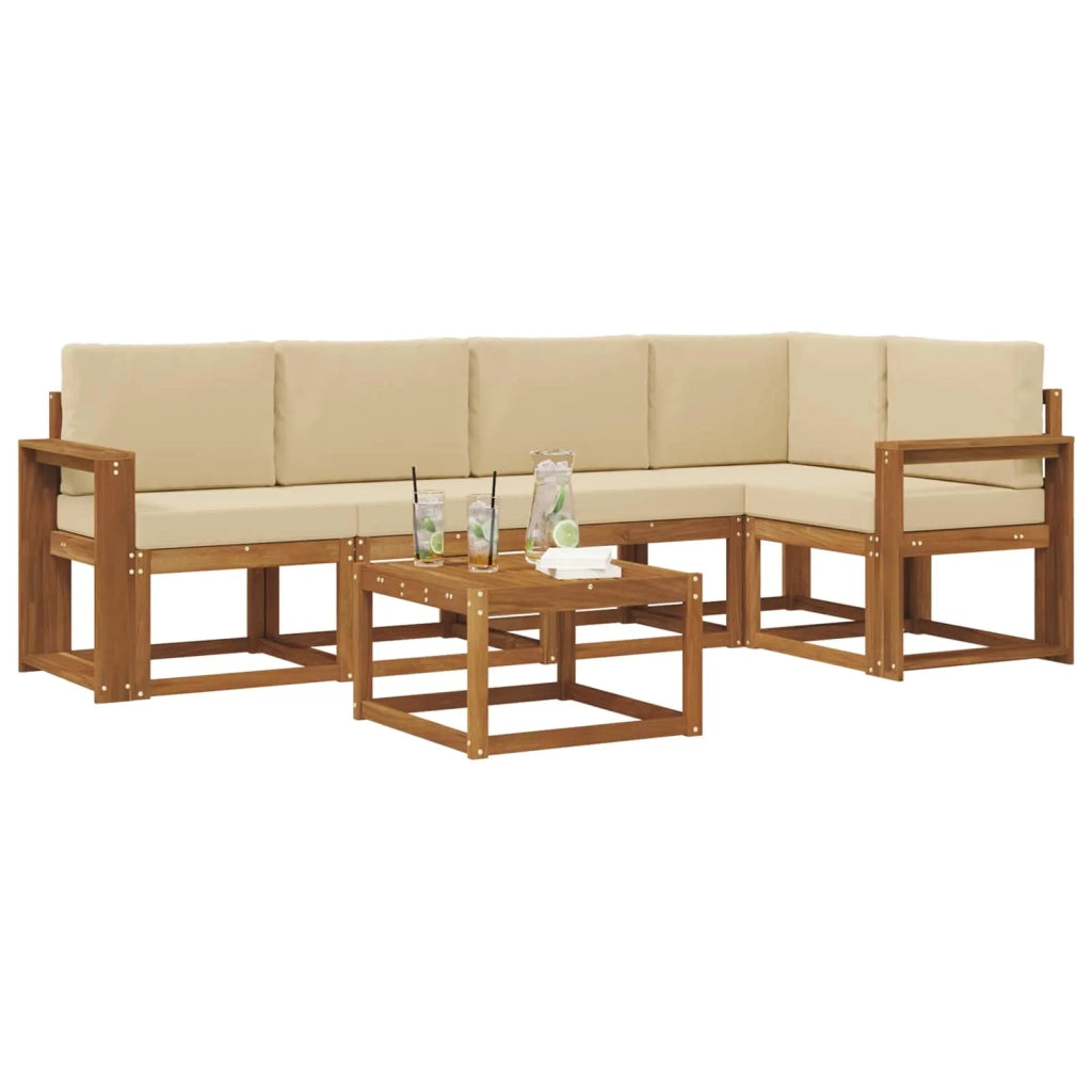 Set di divani da esterno con cuscino 6 pcs Naturale e Beige