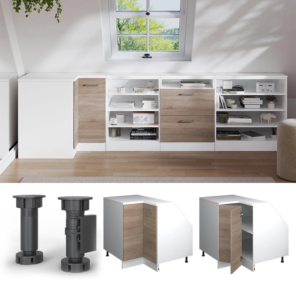 Mobile sottotetto Mobile angolare Rion Sonoma/Bianco 75.6 x 83.8 cm con 1 porta, carcassa dell’armadio profondità 60 cm Vicco