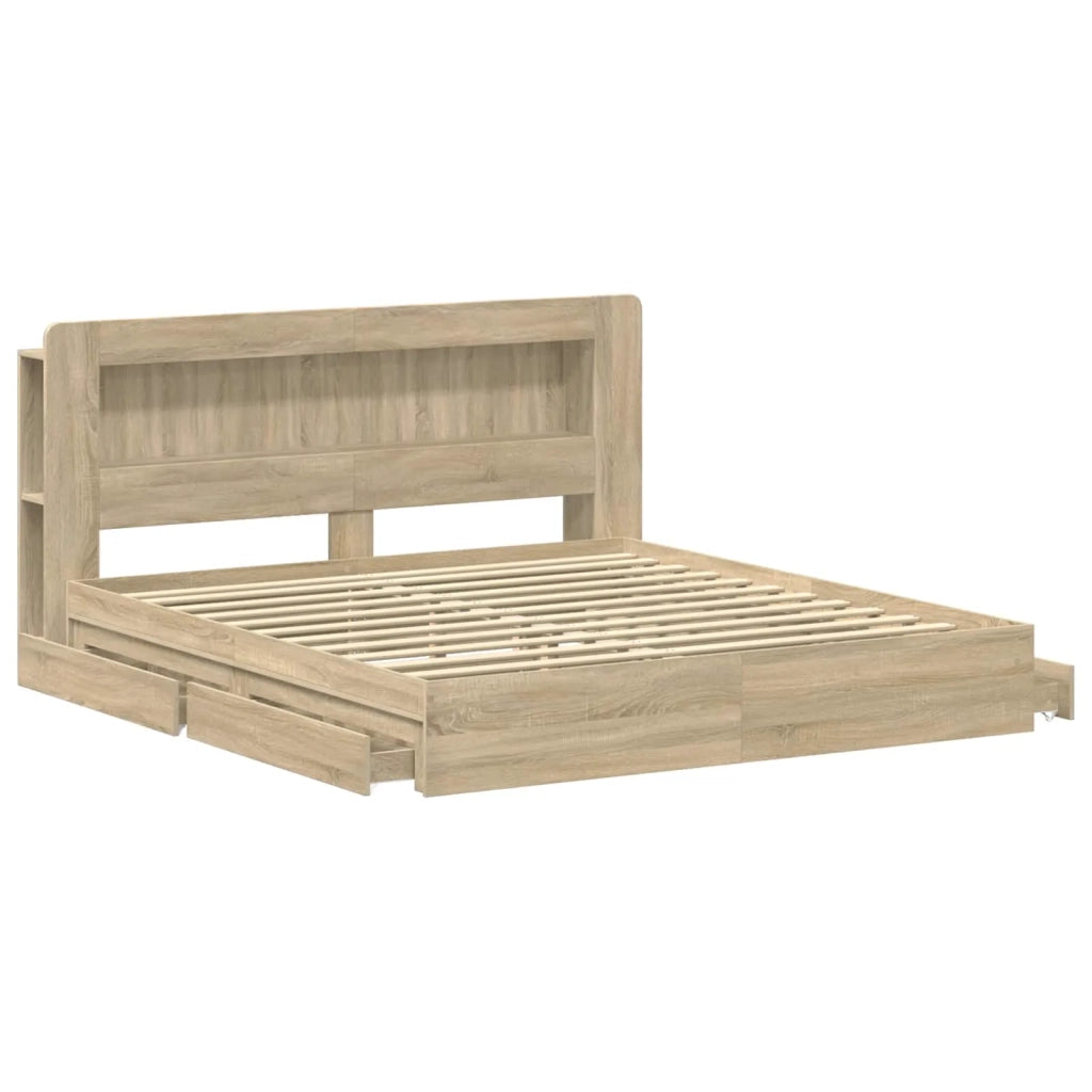 Telaio del letto con storage Rovere Sonoma 180 x 200 cm