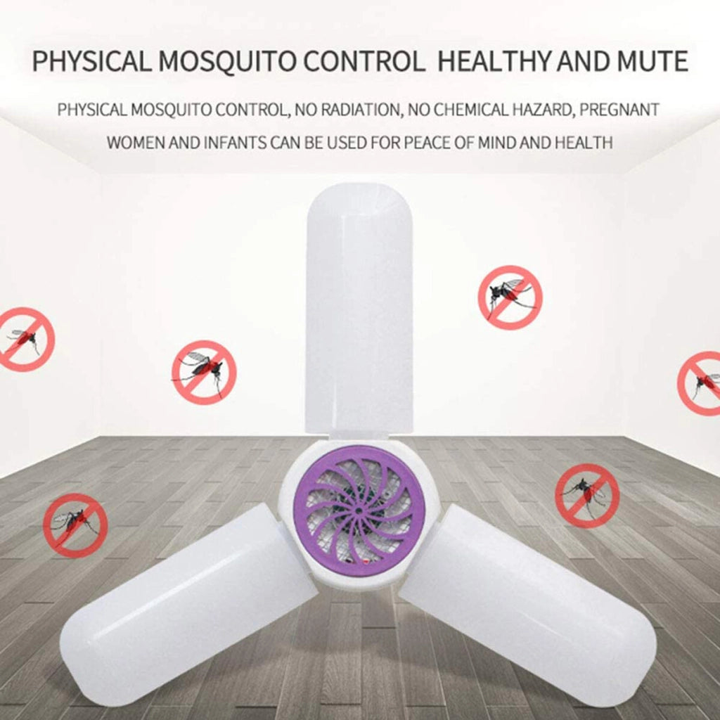 LAMPADA DA SOFFITTO KILLER REPELLENTE ASPIRA ZANZARE 40W LED E27 3 PALE TE-B0327