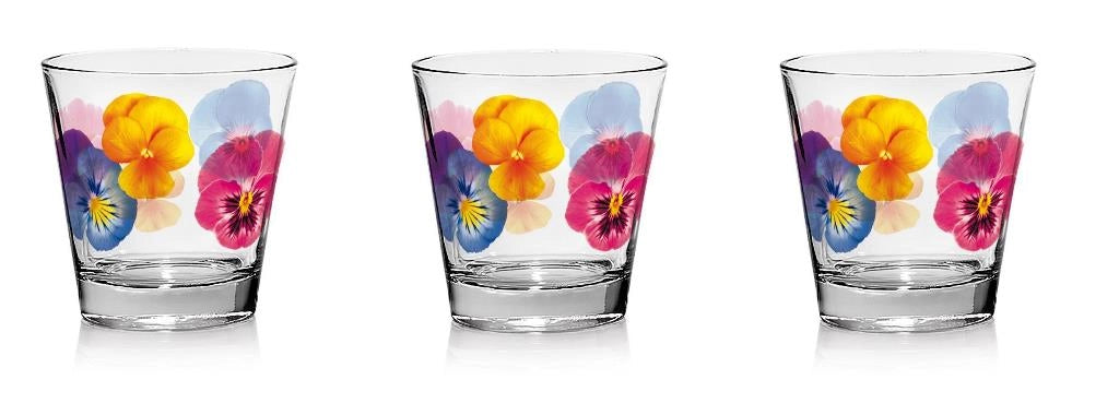 Set 3 Bicchieri da Tavola Acqua Vino Nadia Pop Flower 250 ml Cerve