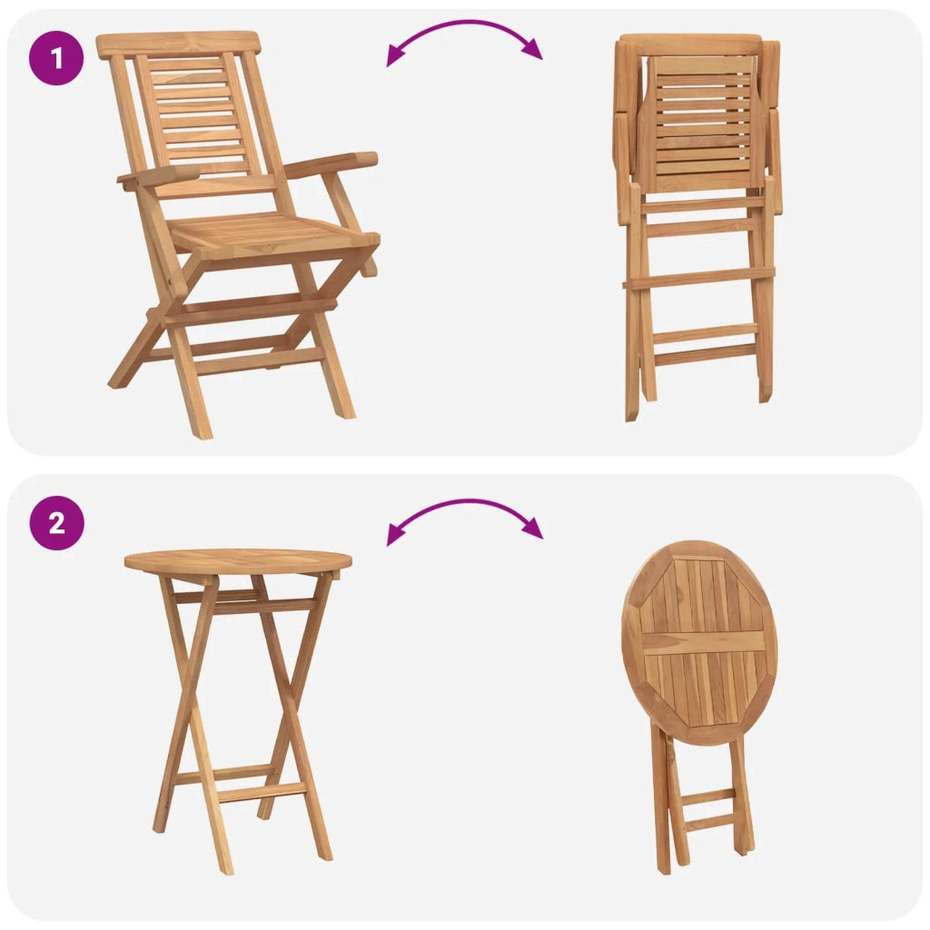 Set da Giardino 3 pz Marrone Legno Teak Massello 3437378