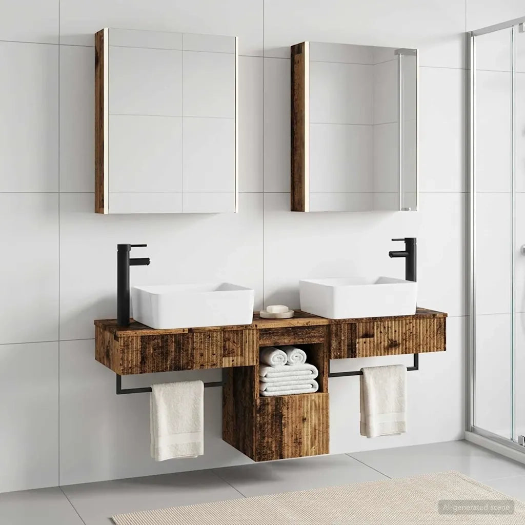 Set di Armadi da Bagno 5 pcs Legno antico 53 x 15,5 x 70 cm 3406333
