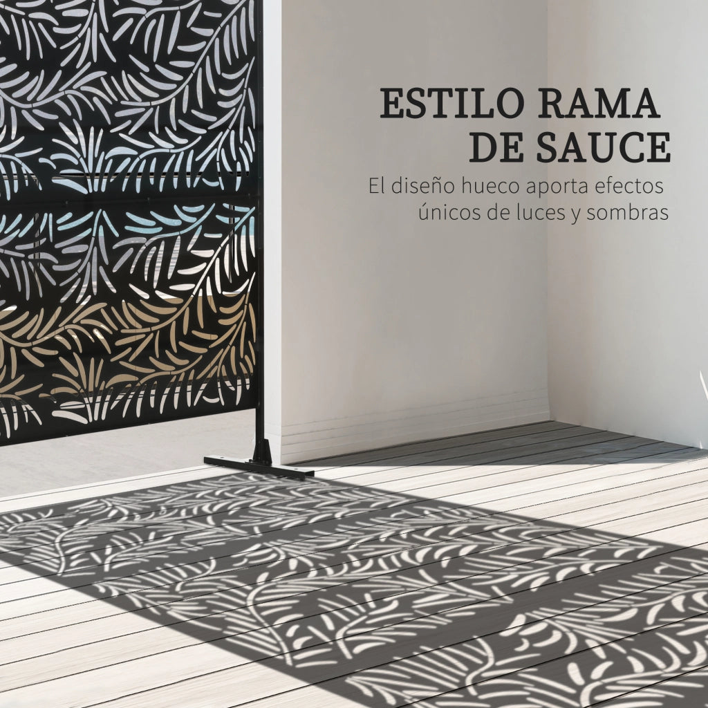 Biombo da Esterno con Foglie di Salice ¨C Zephmum ¨C 122x45x198 cm Nero