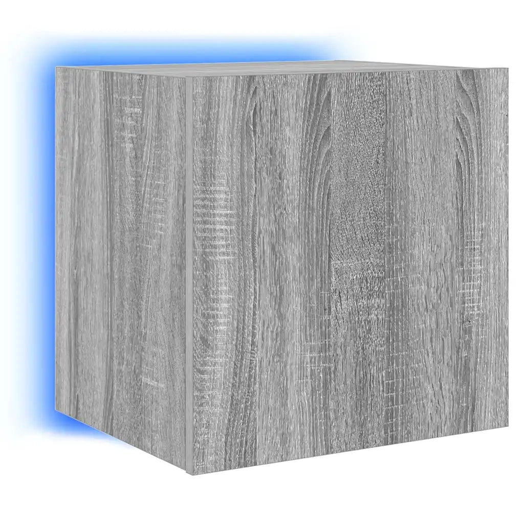 Mobile TV a Parete con Luci LED Grigio Sonoma 40,5x35x40 cm 837256