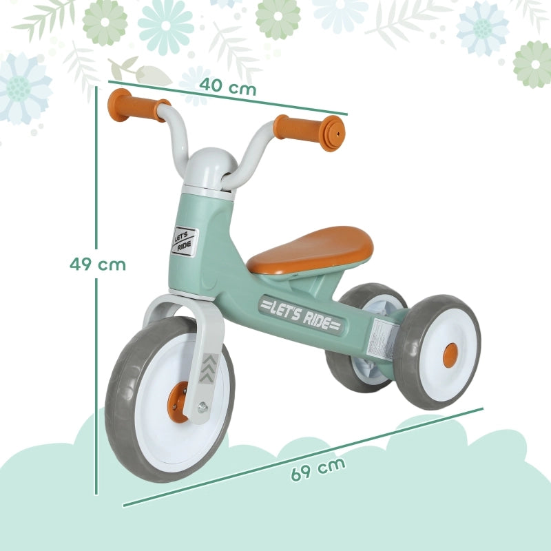 Bicicletta senza pedali per bambini da 12 a 36 mesi, con 3 ruote silenziose, adatta a maschi e femmine, per interni ed esterni, colore verde.
