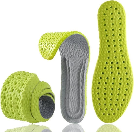Inlegzoli per uomo e donna, soffici e flessibili, con miglior schiacciamento e assorbimento di shock, prevenzione dell'odore dei piedi, disponibili in verde - 39-40/25,5 cm