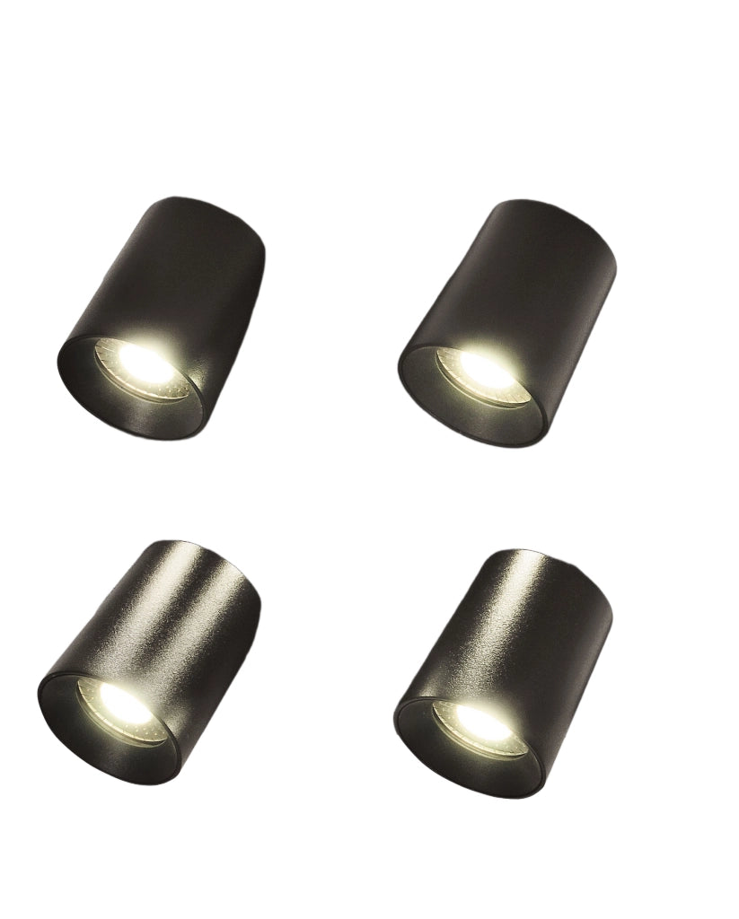 Modo Faretto da soffitto a 4 luci in pressofusione di alluminio colore Nero, attacco GU10, design moderno ed elegante per illuminazione d'interni