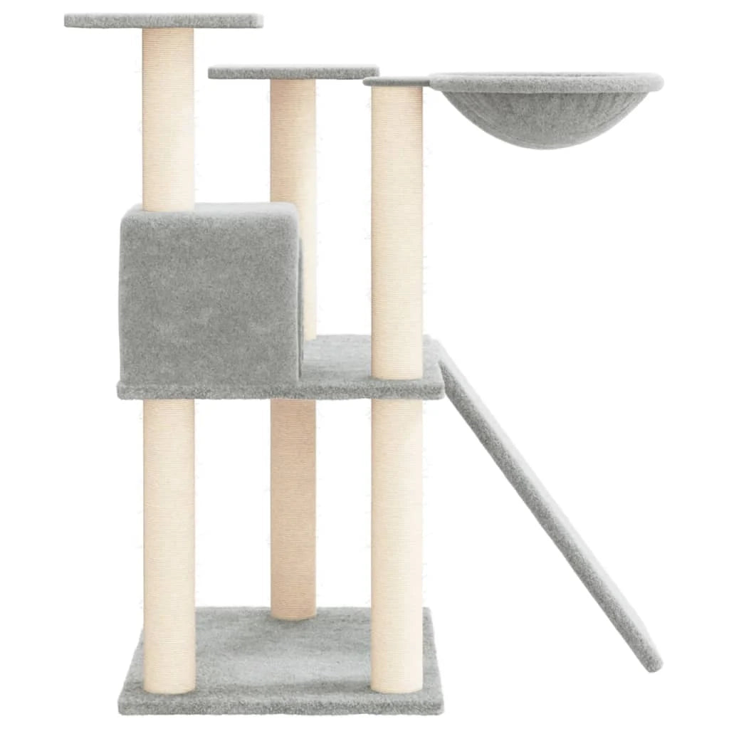Tiragraffi per gatti torre per arrampicata giocattolo piattaforma per arrampicata con tiragraffi in sisal leggero 83 cm grigio 02_0022621