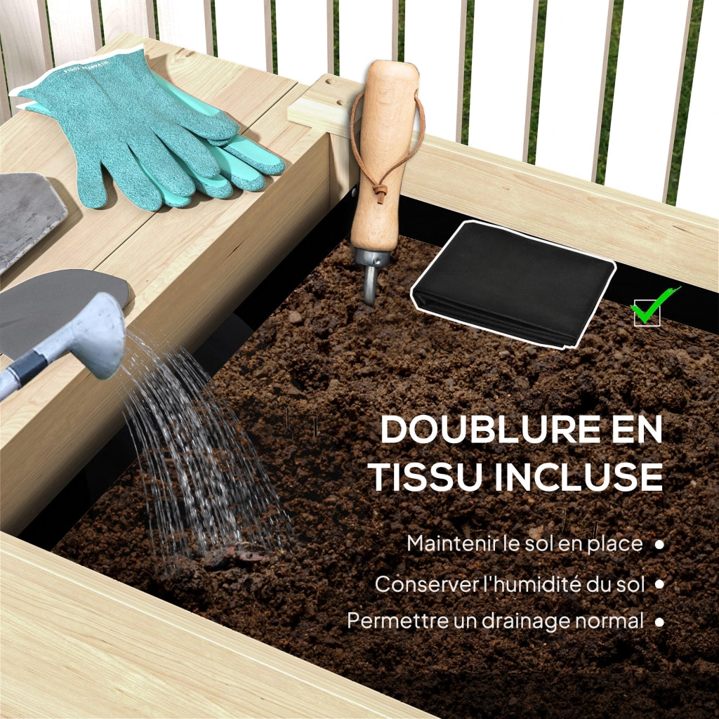 Fioriera da Giardino con Ripiano ¨C Zephmum ¨C Legno Naturale 207x59x78 cm