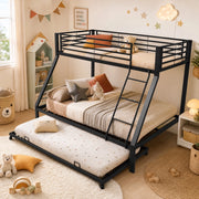 Letto a castello 90 × 200 cm e 140 × 200 cm con letto estraibile 90 × 190 cm, senza materasso, nero