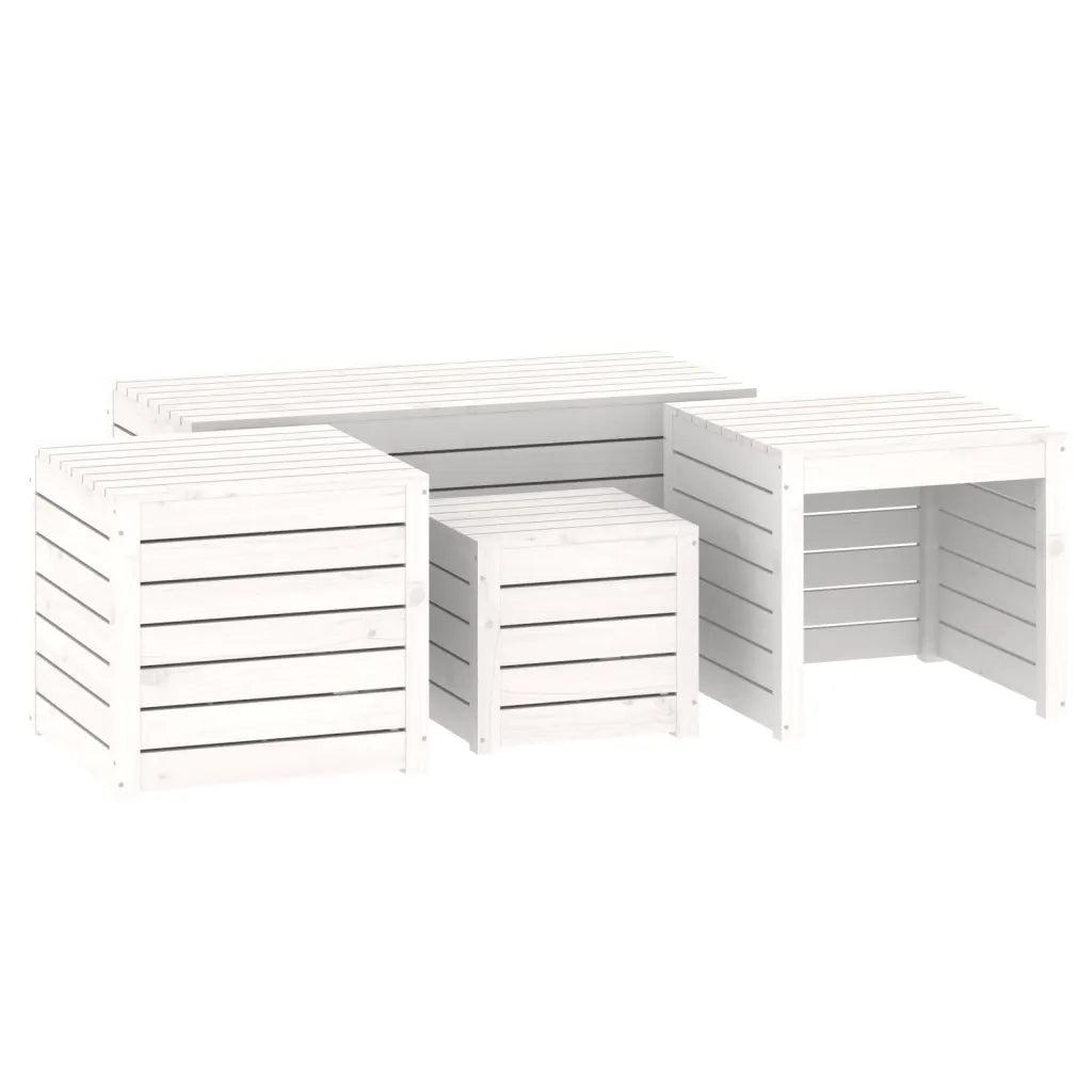 Set Cassette da Giardino 4 pz Bianco in Legno Massello di Pinocod mxl 125088