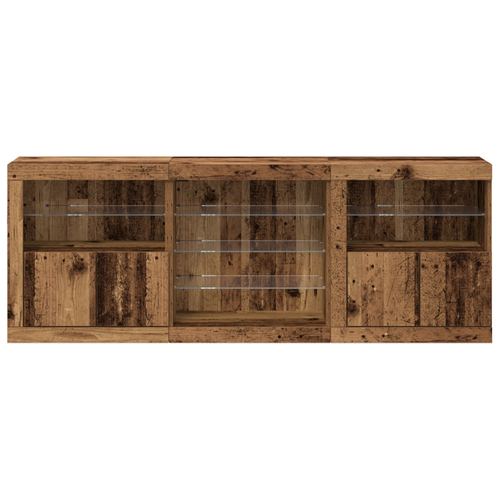 Mobile TV con luci LED Legno vecchio 181,5x37x67 cm Legno ingegnerizzato