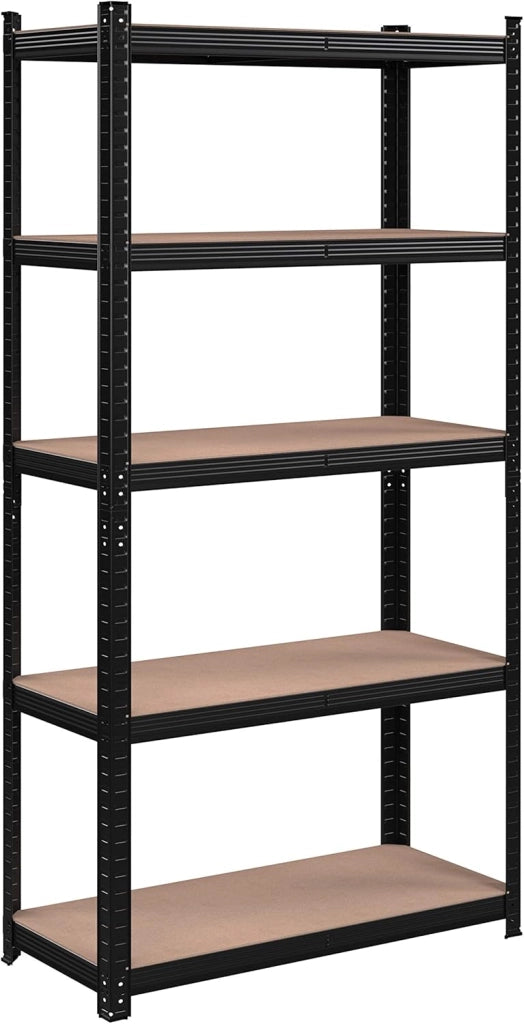 SONGMICS Scaffalatura a 5 Ripiani, Scaffale in Acciaio, Montaggio Rapido, Utensili, Strumenti in Garage, Magazzino, Ripostiglio, Portante 875 kg, 40 x 90 x 180 cm, Nero GLR040B01