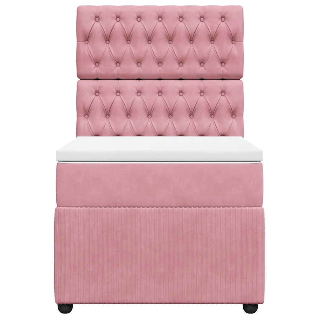 Giroletto a Molle con Materasso Rosa 90x200 cm in Velluto