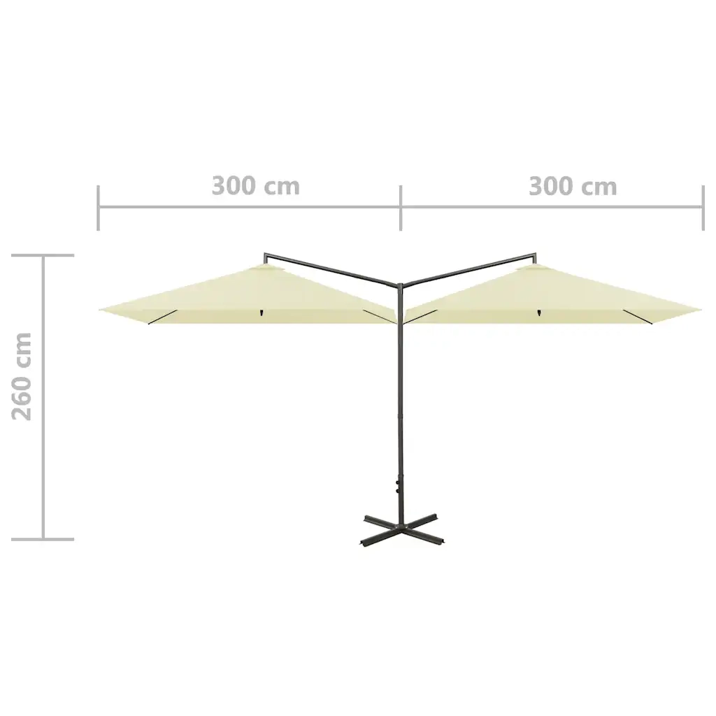 Ombrello | Parasolne Doppio con Palo in Acciaio Sabbia 600x300 cm