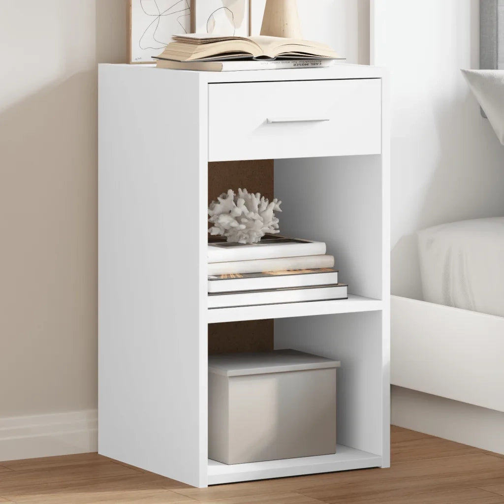 Set di 2 Comodini | Armadio da Notte | Mobiletto da notte Bianchi 35x34x65 cm in Legno Multistrato