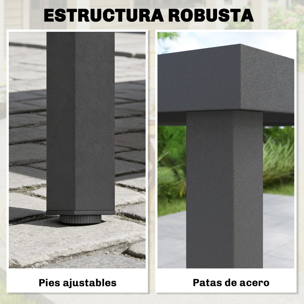 Tavolo da Pranzo da Giardino 6 Posti in Acciaio ¨C Zephmum ¨C Grigio 140x90x74 cm
