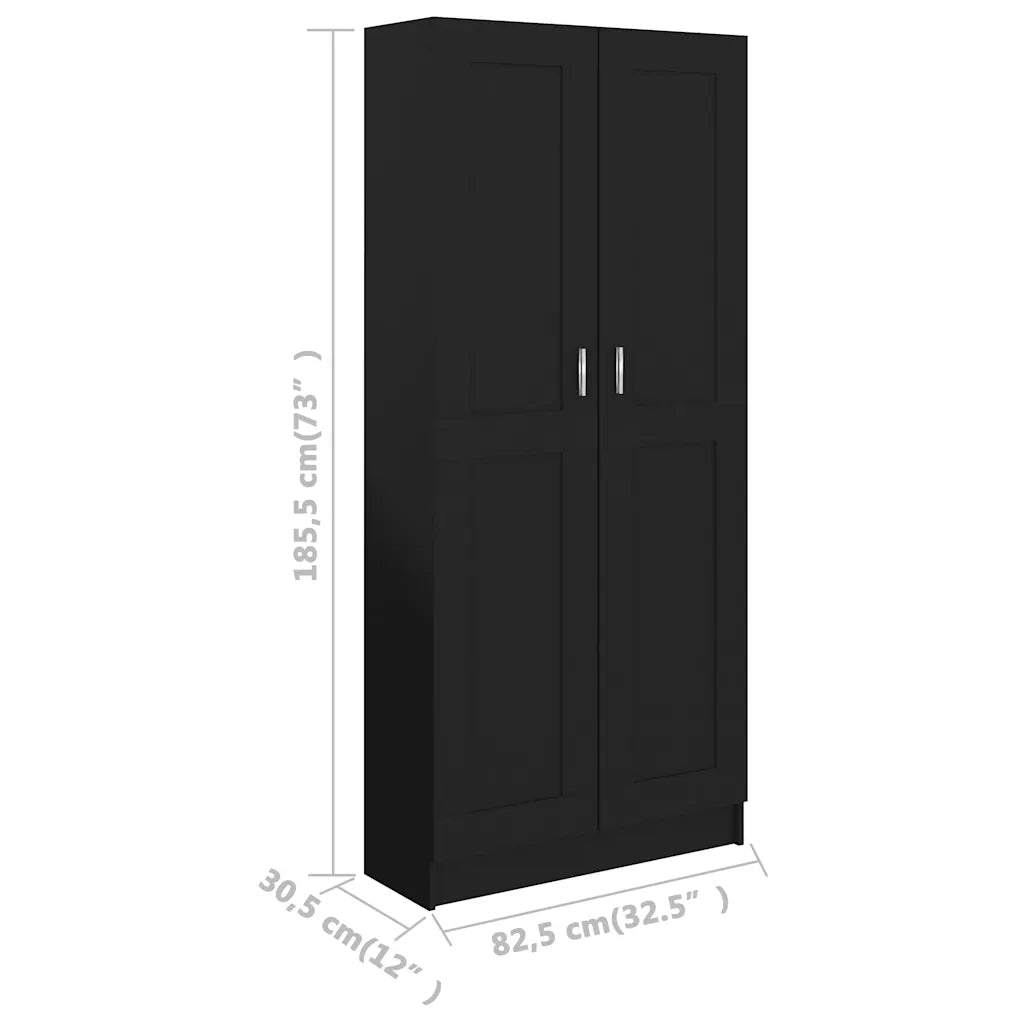 Libreria Nera 82,5x30,5x185,5 cm in Legno Multistrato 802733