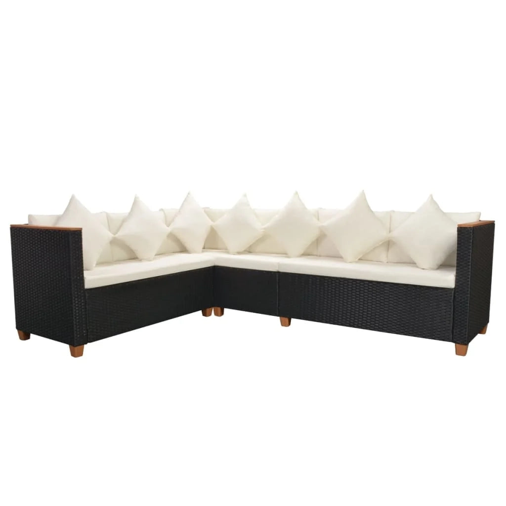 Set mobili da giardino set di mobili da esterno 5 pezzi con cuscini polyrattan nero 02_0016492