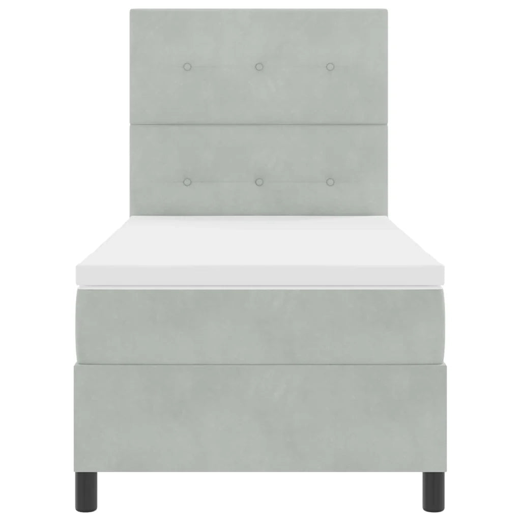 Letto a Sorgente LED Grigio chiaro 100 x 200 cm Velluto 3343292