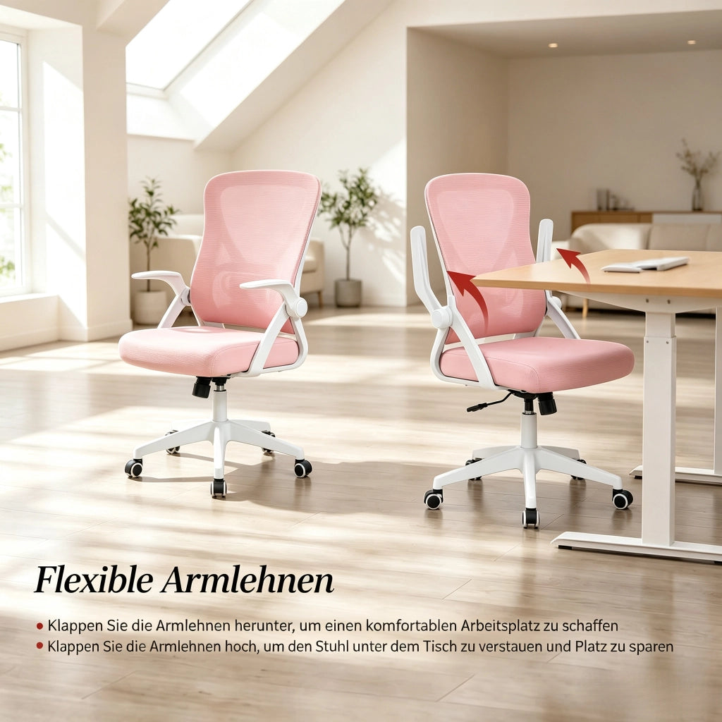 SEDIA da ufficio ergonomica girevole regolabile in altezza rosa