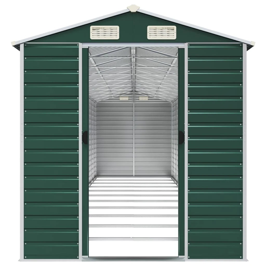 Casetta da giardino cabina ripostiglio casetta da esterno robusta casetta per attrezzi 191 x 980 x 198 cm acciaio zincato verde 02_0022357