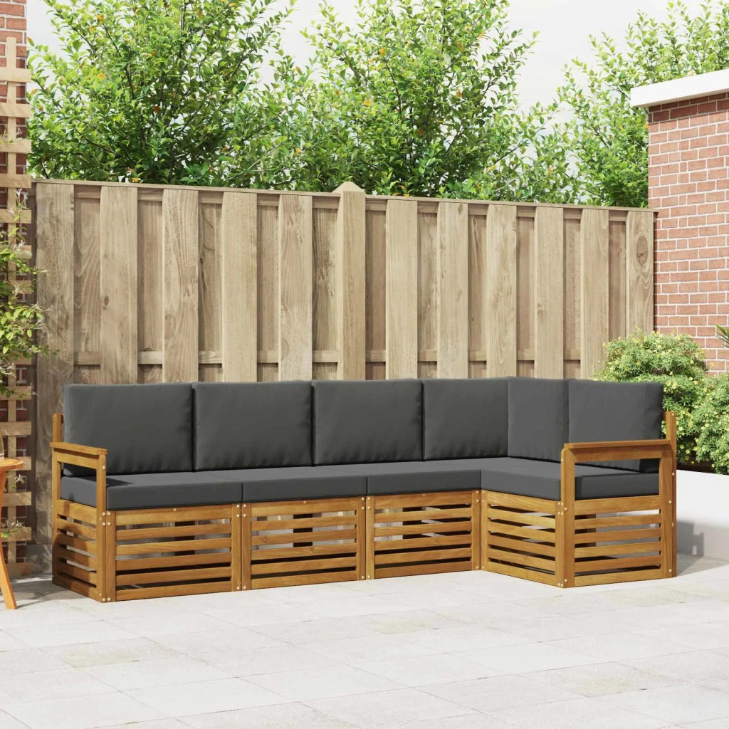 Set divano sezionale con cuscino 5 pcs Naturale e Antracite 3374797