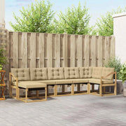 Set di divani da esterno con cuscino 7 pcs Bianco e Beige
