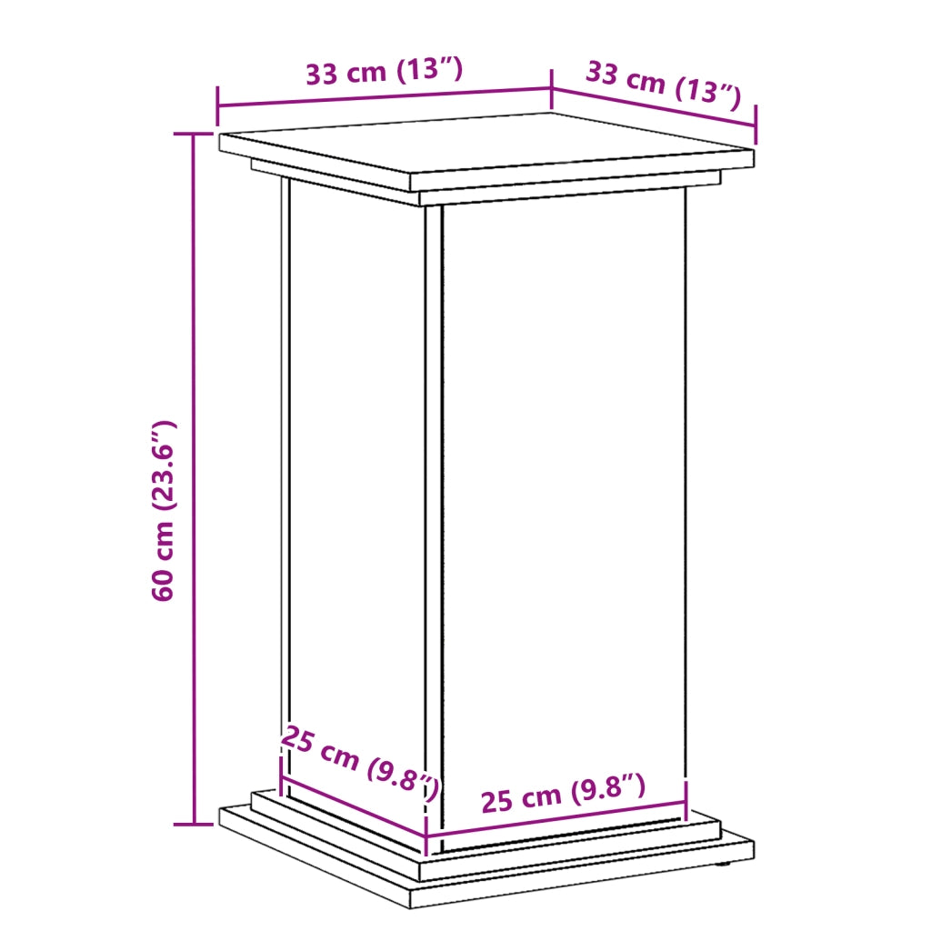 Supporto per Piante Rovere Nero 33x33x60 cm Legno Ingegnerizzato