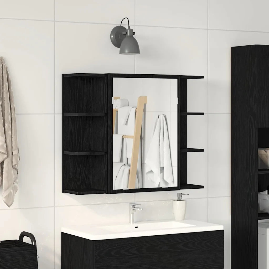 Mobiletto per specchio Rovere Nero 80 x 20,5 x 64 cm 862498