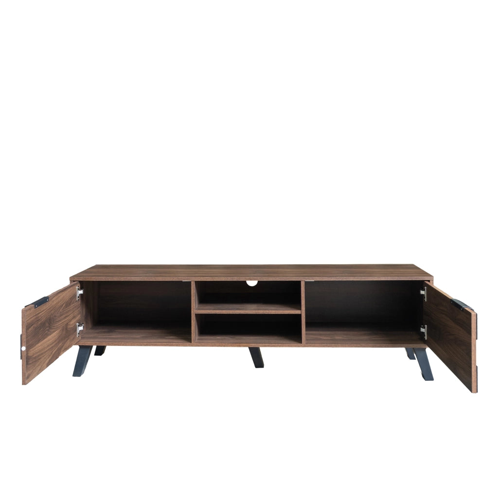 Mobile TV con 2 Ante e 2 Vani Aperti; Cerniere Ammortizzate; per Soggiorno; in Truciolare; 160;5 × 35;5 × 45 cm; Legno