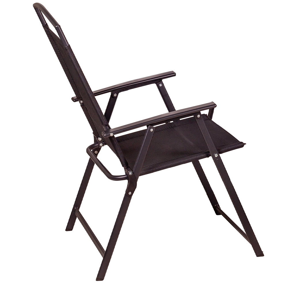 Set da Pranzo 6 Pezzi per Giardino Patio con Ombrellone 4 Sedie Pieghevoli Grigio