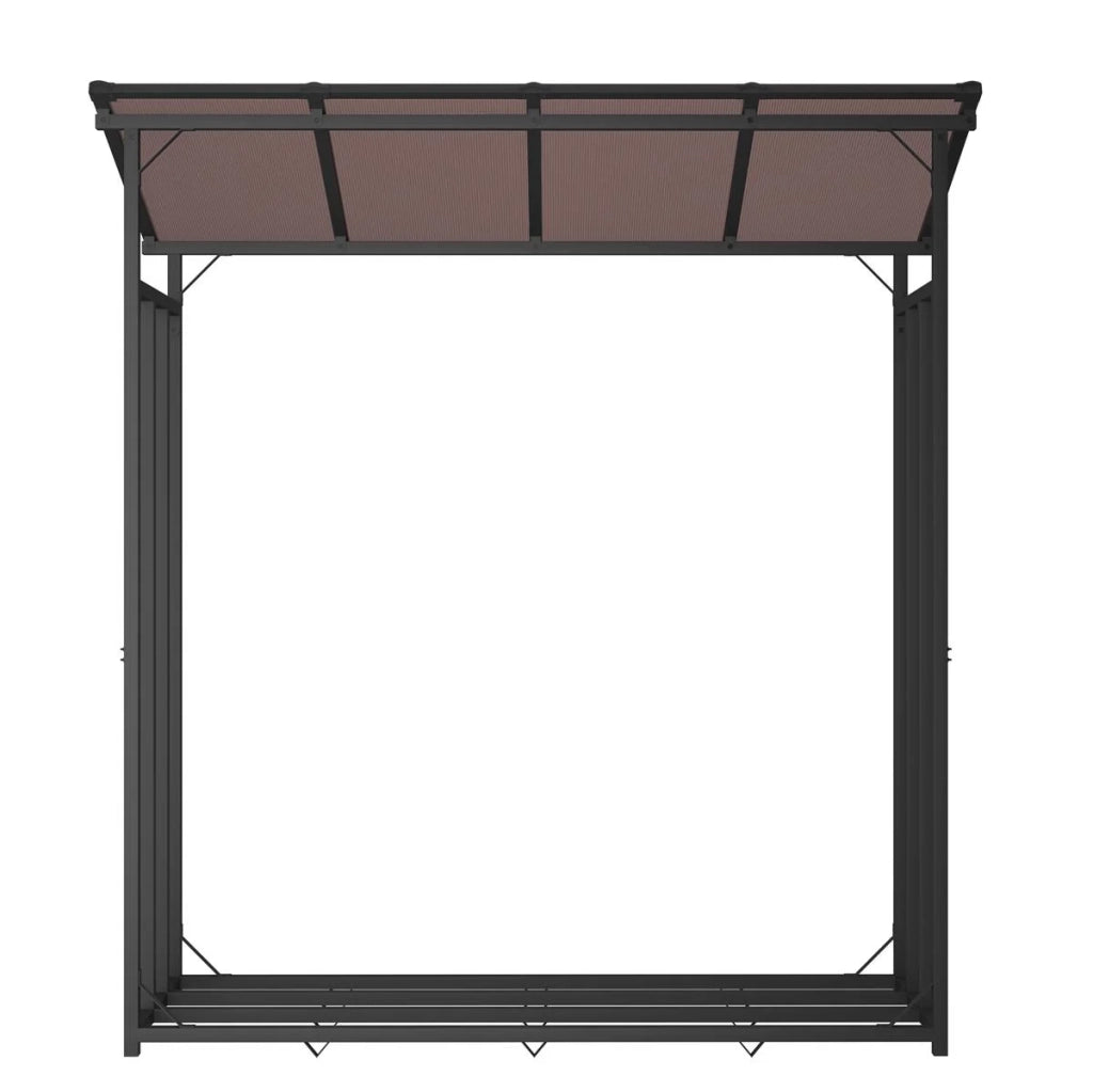 Portalegna in metallo antracite XXL 175 x 70 x 193,5 cm con tetto