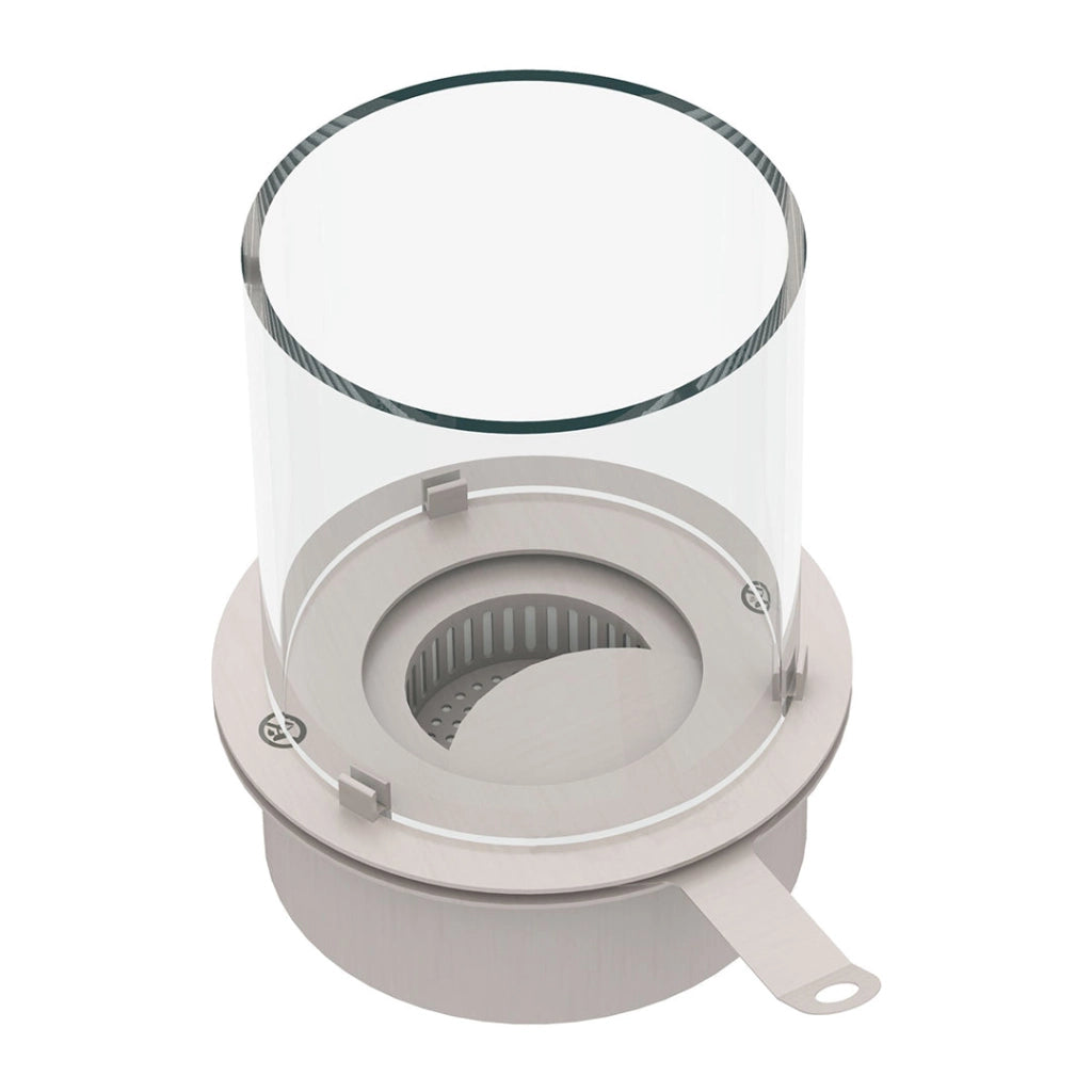 Bruciatore Rotondo per Camino a Bioetanolo Ø30x36 cm 3 lt con Vetro in Acciaio Inox