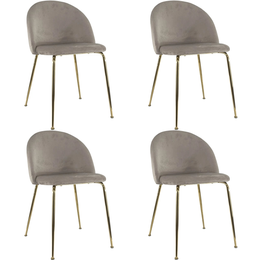 Marvin Sedia in Velluto e Oro Oslo da Sala Pranzo Con Gambe Metallo Dorate Seduta Imbottita Sedie Poltro Tortora/4 Sedie