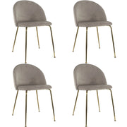 Marvin Sedia in Velluto e Oro Oslo da Sala Pranzo Con Gambe Metallo Dorate Seduta Imbottita Sedie Poltro Tortora/4 Sedie