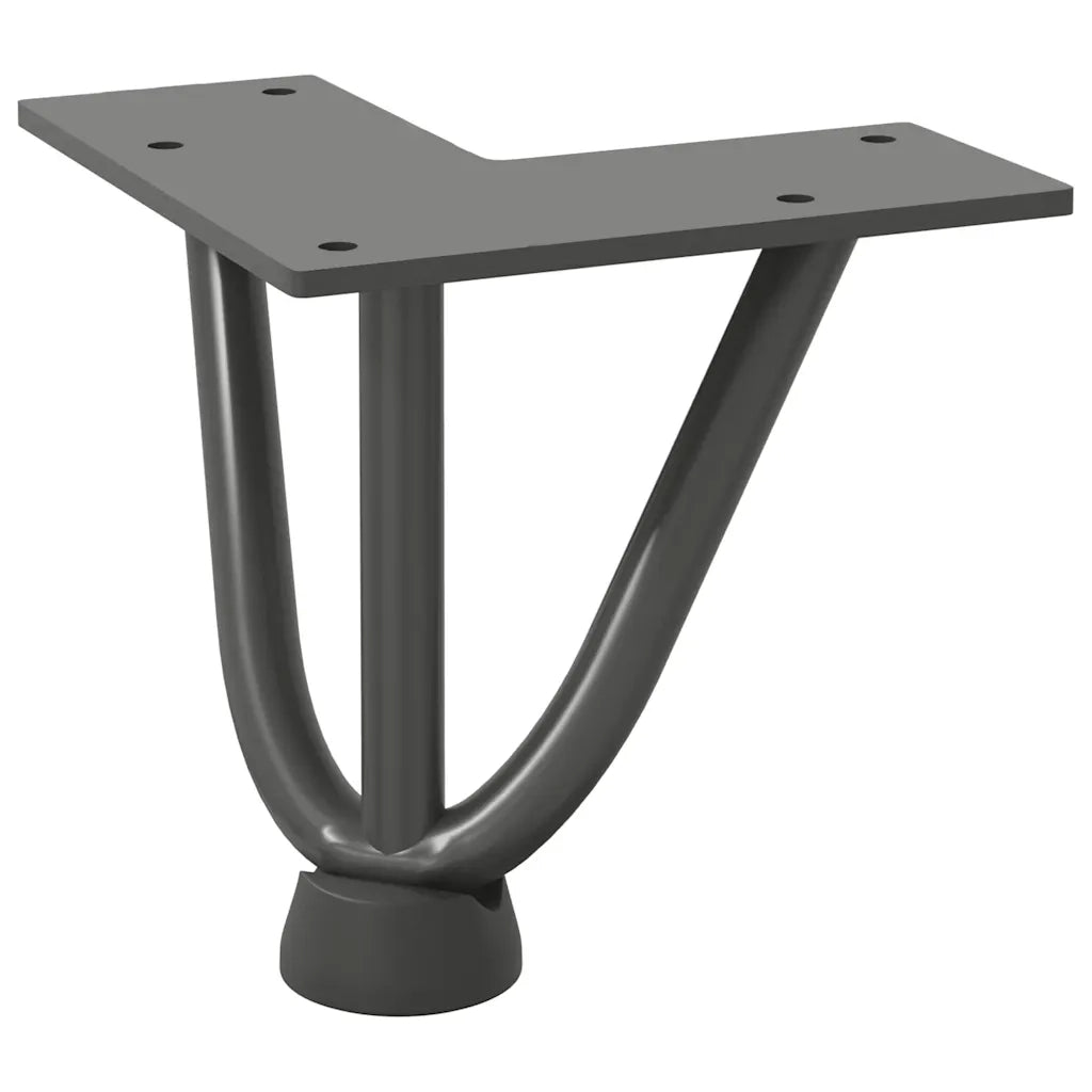 Gambe a forcina per tavolino 4 pz antracite 10 cm acciaio massiccio