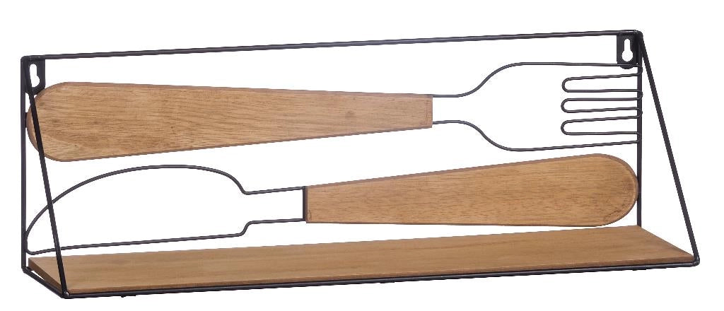Mensola da parete cucina in legno mdf e ferro 1 ripiano 45 x 12,5 x 14,5 cm
