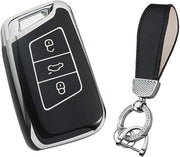 Autosleutel holder per VW Skoda - Protezione TPU per chiave con 3 tasti - Nero