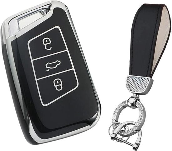 Autosleutel holder per VW Skoda - Protezione TPU per chiave con 3 tasti - Nero